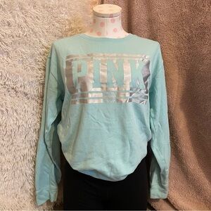 Victorias Secret PINK Blue Holographic Crewneck Hoodie